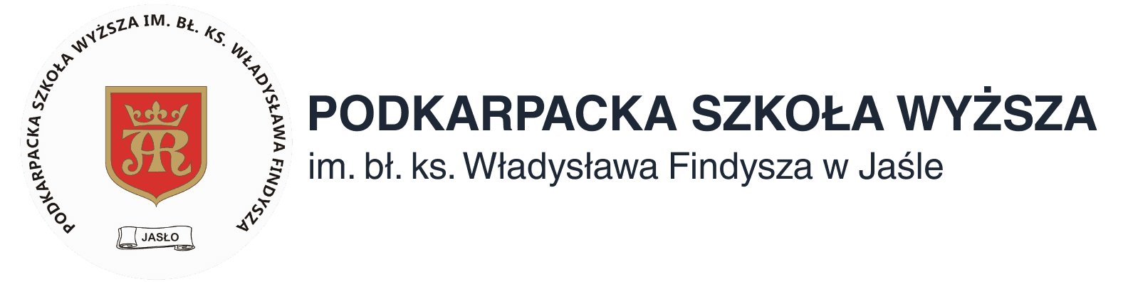 Logo Podkarpackiej Szkoły Wyższej im. bł. ks. Władysława Findysza w Jaśle